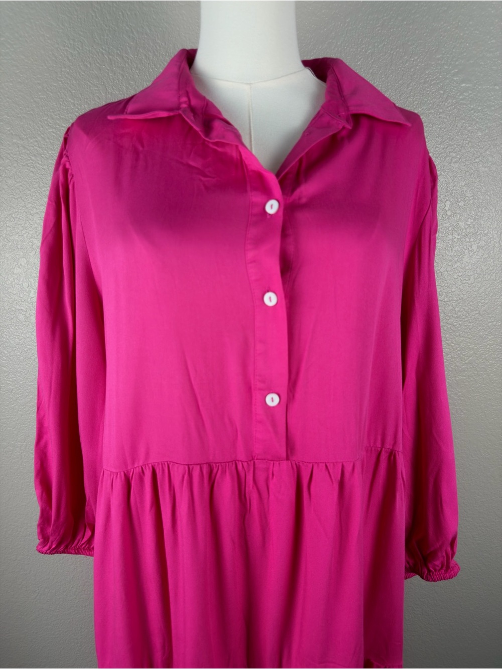 NWOT Rose Pink Tiered Maxi Shirt Dress with Button Front, XXL - Picture 4 of 11